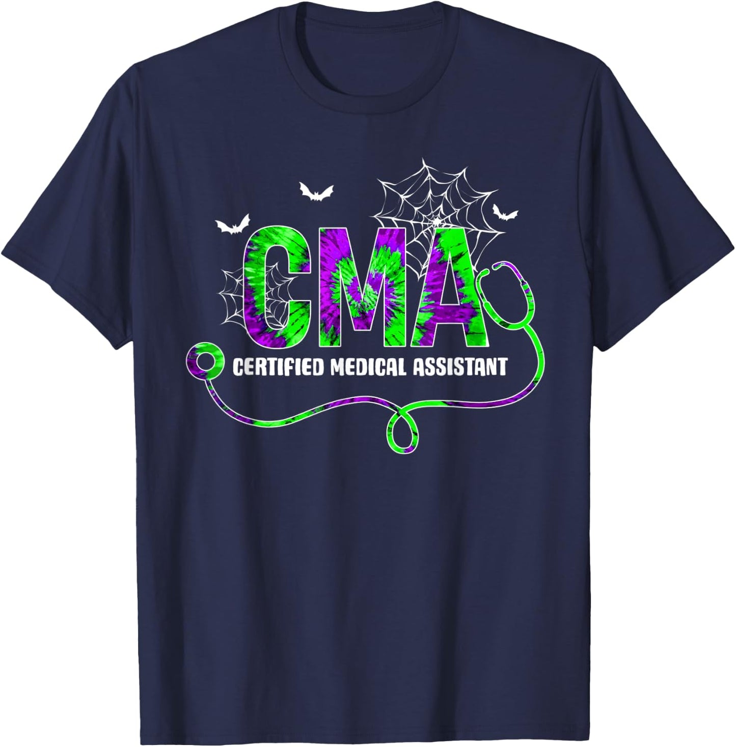 Tie Dye CMA Spider Spooky Halloween Costumes T-Shirt - T-Shirt | Navy