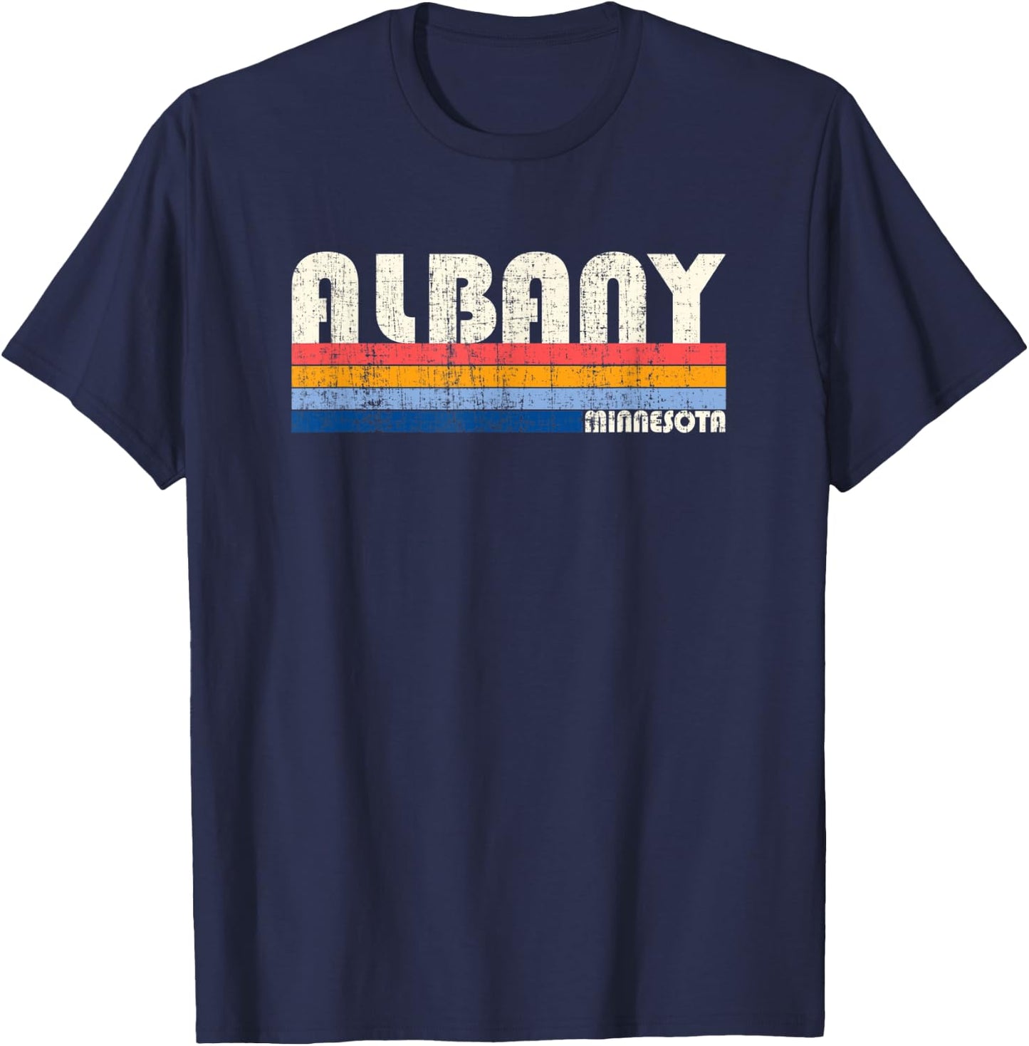 Vintage Retro 70s 80s Style Hometown of Albany, MN T-Shirt - T-Shirt | Navy