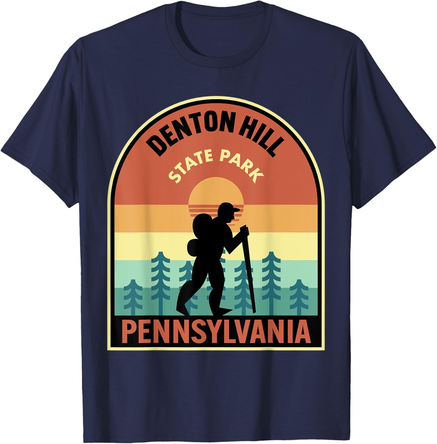Denton Hill State Park Pennsylvania Retro Hiking T-Shirt - T-Shirt | Navy