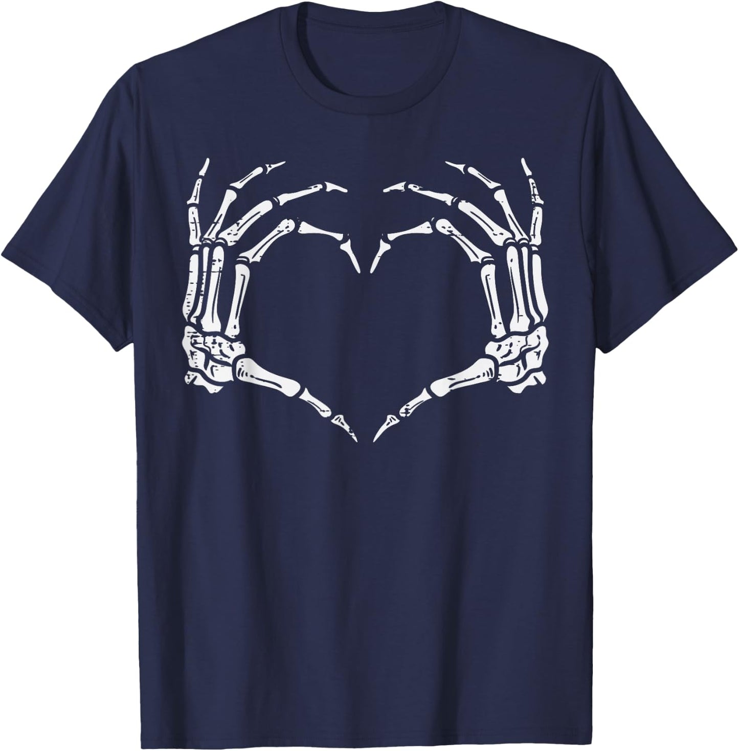 Skeleton Hands Heart Sign Retro Halloween Costume Women Girl T-Shirt - T-Shirt | Navy
