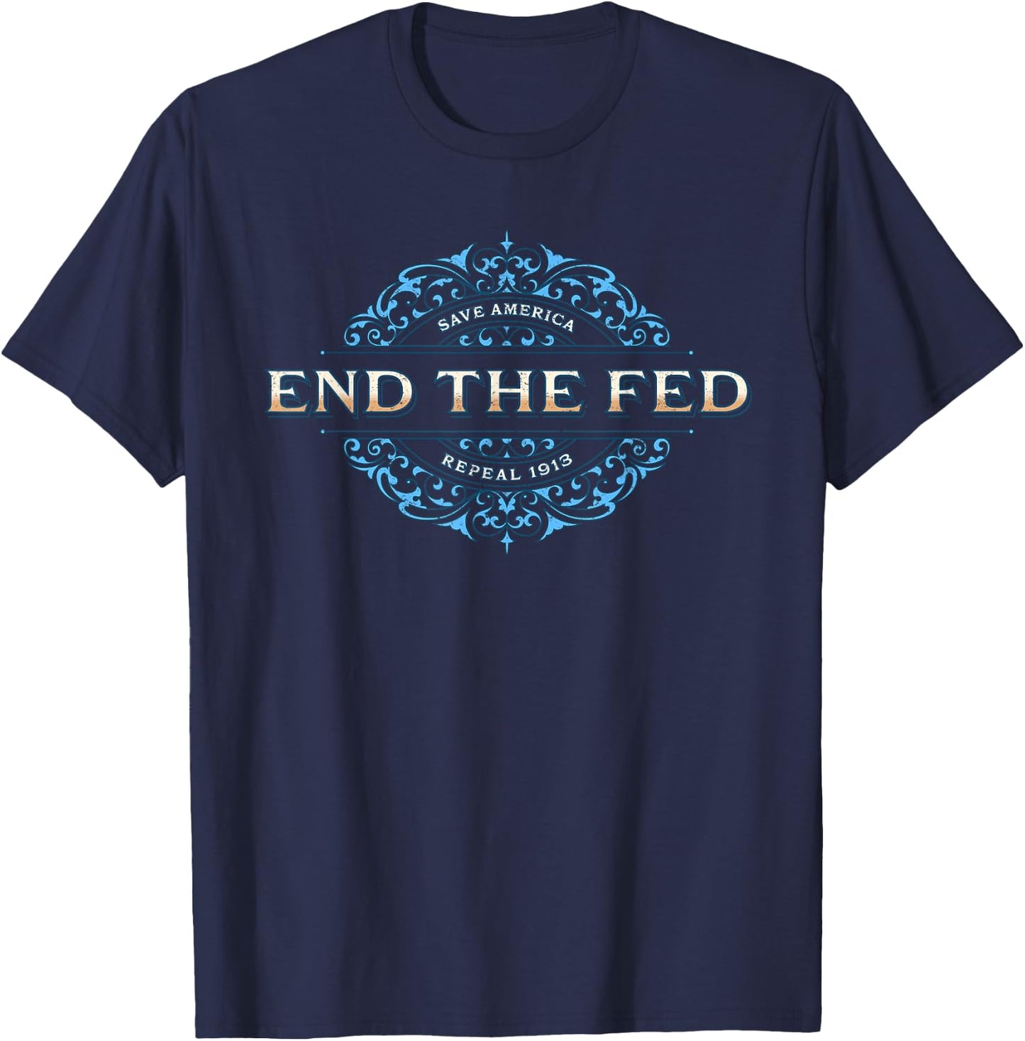 Lorch Street End The Fed , -Adults, Black, Small, Short Sleeve T-Shirt - T-Shirt | Navy