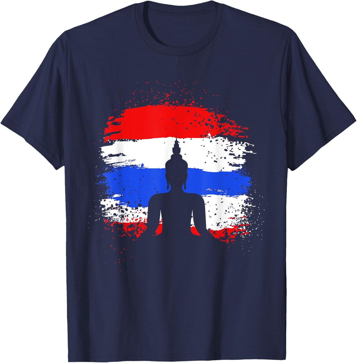 Retro Vacation Thai Buddha Thailand Flag T-Shirt - T-Shirt | Navy