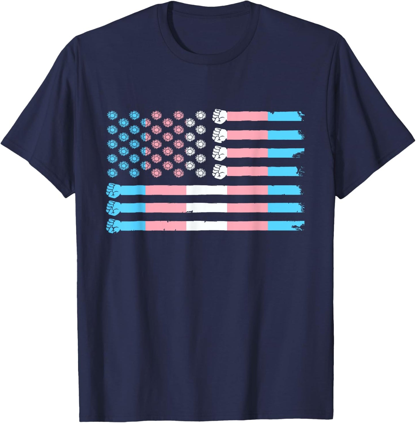 Trans Flag USA America Transsexual Trans Pride Transgender T-Shirt - T-Shirt | Navy