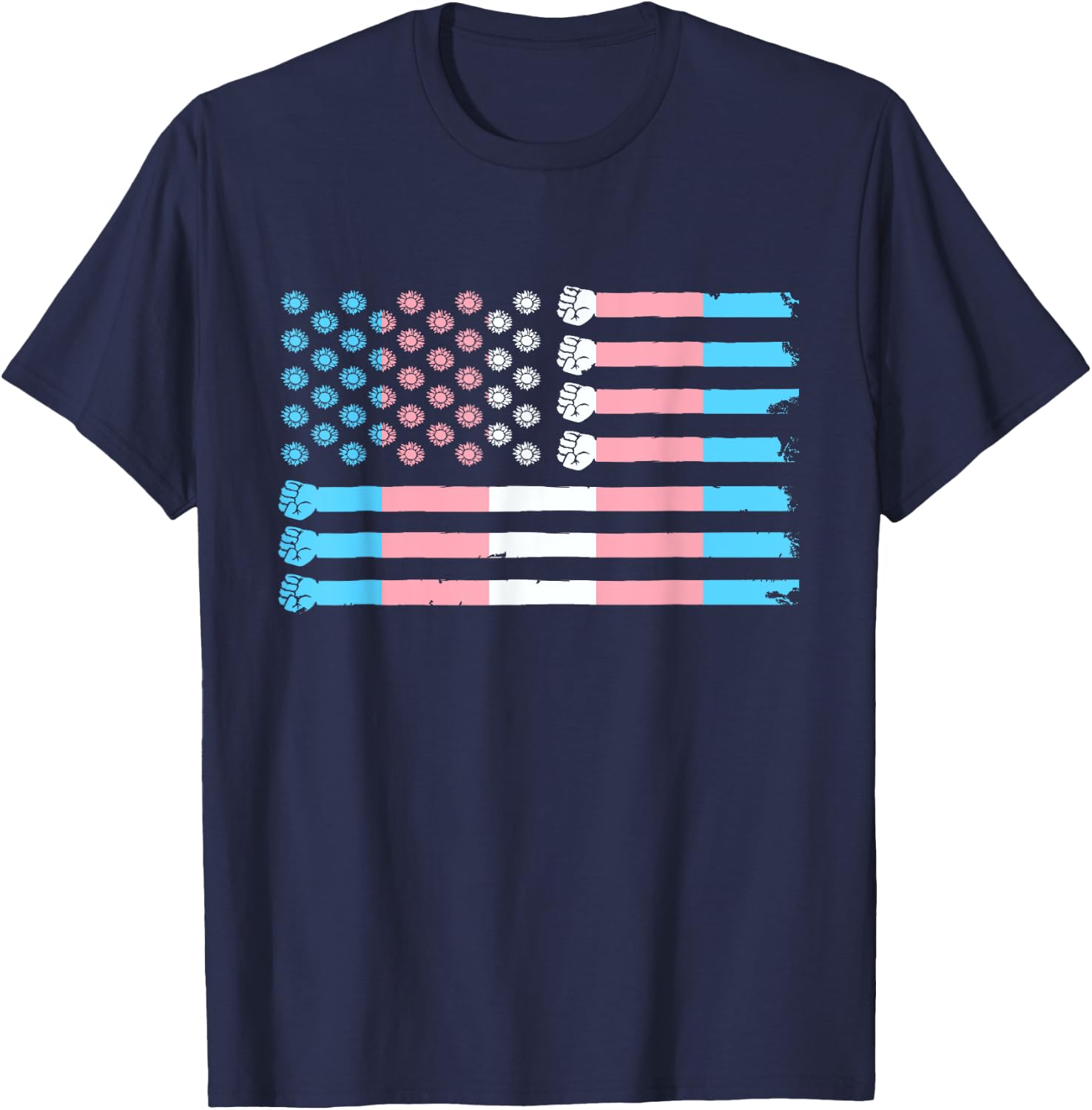 Trans Flag USA America Transsexual Trans Pride Transgender T-Shirt - T-Shirt | Navy