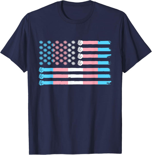Trans Flag USA America Transsexual Trans Pride Transgender T-Shirt - T-Shirt | Navy