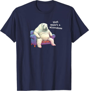 Microdose Therapy Psychedelics Healing Medicine Lazy Manatee T-Shirt - T-Shirt | Navy