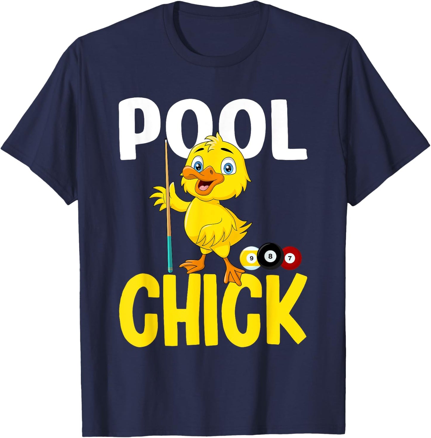 Funny Pool Chick 8 Ball Women Cute Billiards Ladies T-Shirt - T-Shirt | Navy