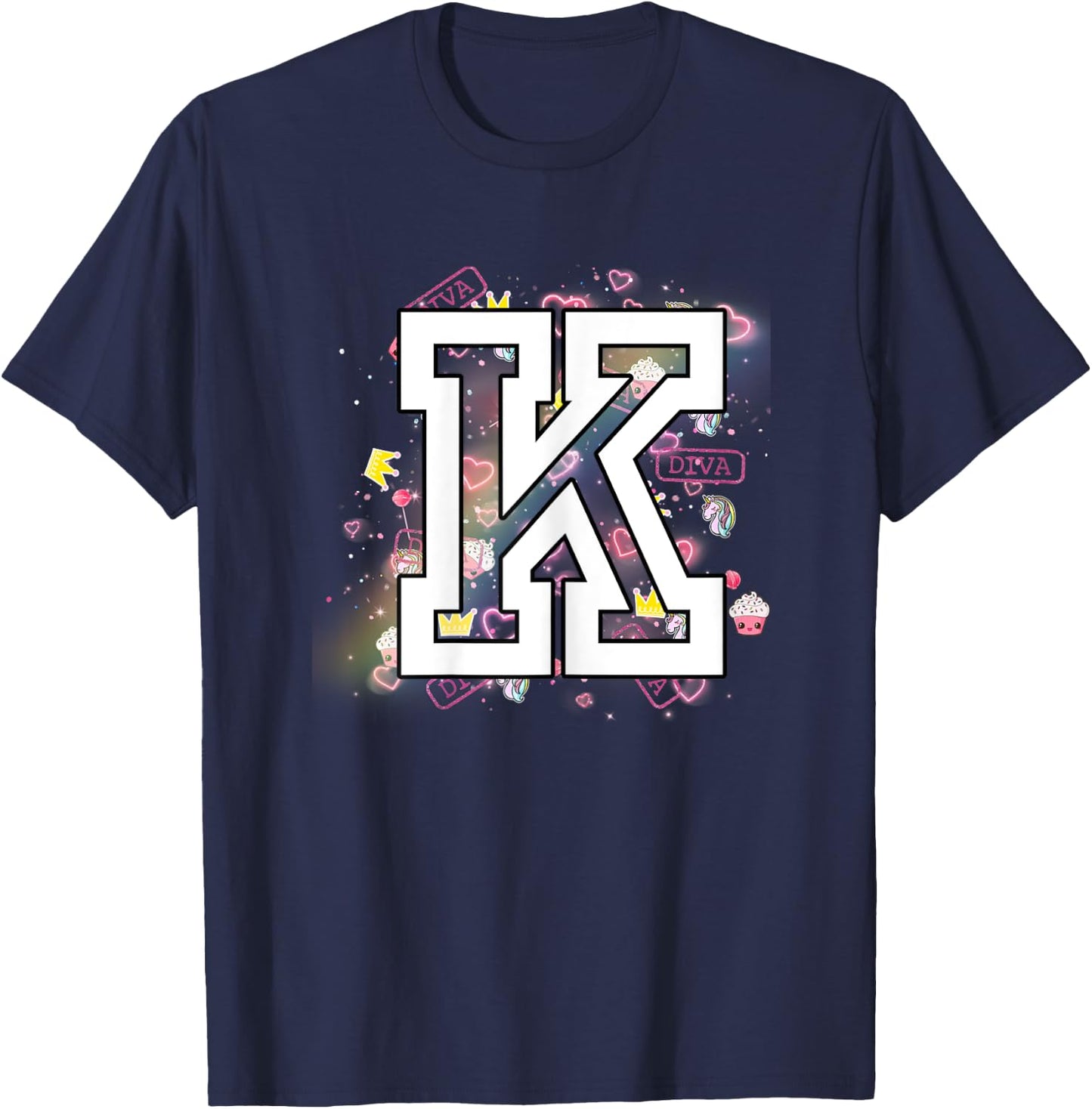 Kids Letter K Clothing For a Girl Who's Name Starts With K T-Shirt - T-Shirt | Navy