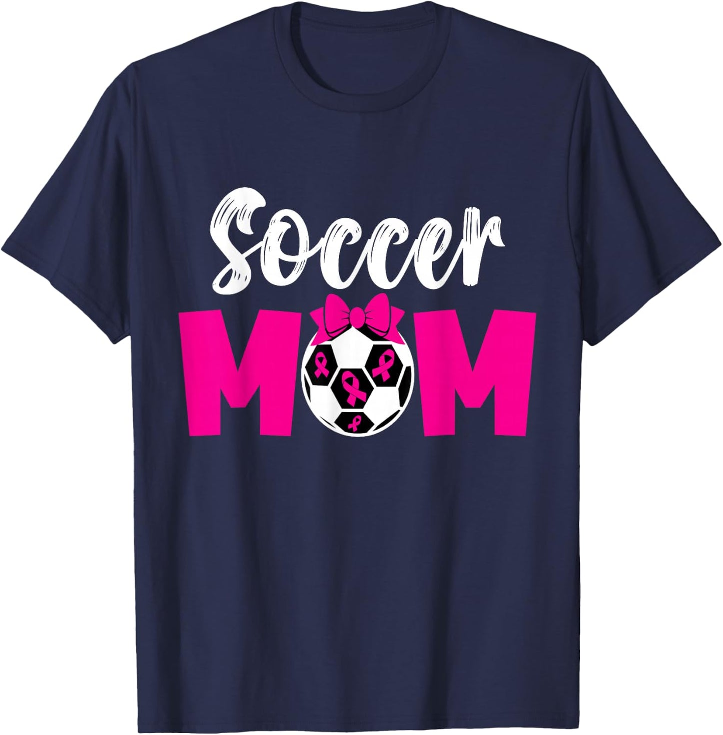 Soccer Mom Breast Cancer Awareness Soccer Pink Ribbon Women T-Shirt - T-Shirt | Navy