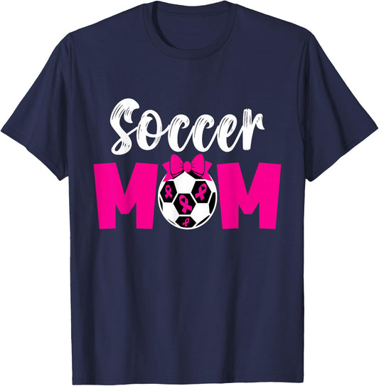 Soccer Mom Breast Cancer Awareness Soccer Pink Ribbon Women T-Shirt - T-Shirt | Navy