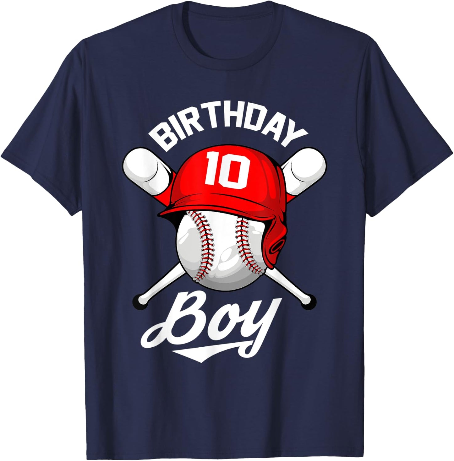 Baseball 10th Birthday Party 10 Years Old Baseball Boys T-Shirt - T-Shirt | Navy