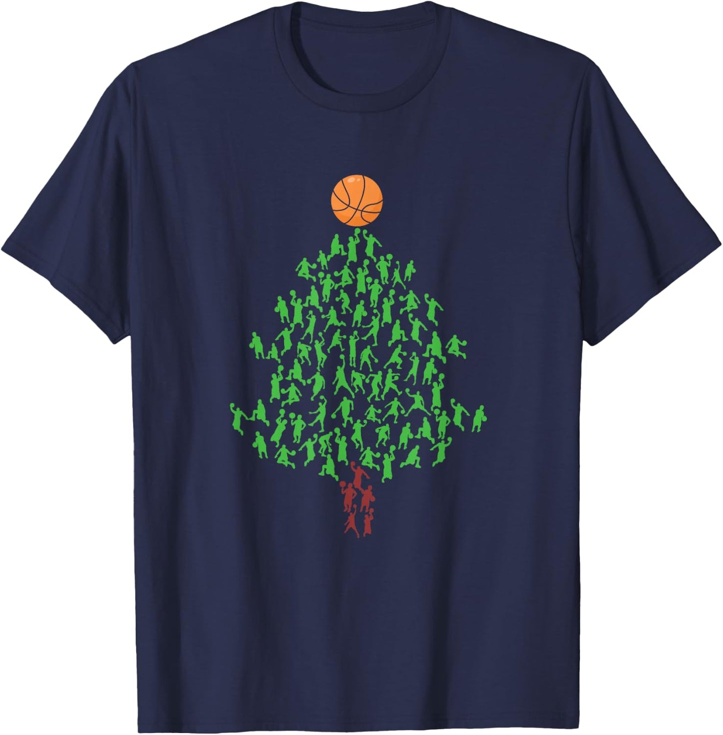 Basketball Player Christmas Tree Hoops Xmas T-Shirt - T-Shirt | Navy