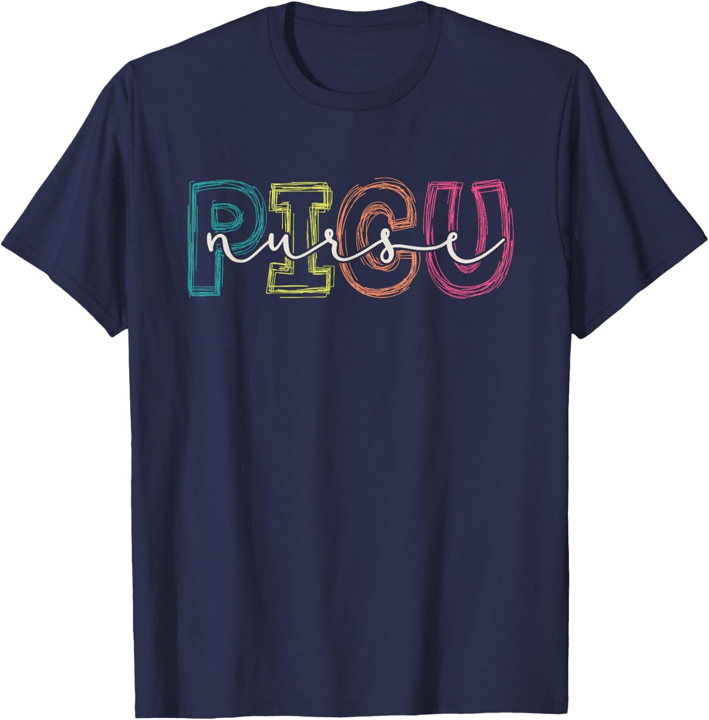 PICU Nurse Pediatric Nurse Nursing Retro Vintage PICU Squad T-Shirt - T-Shirt | Navy