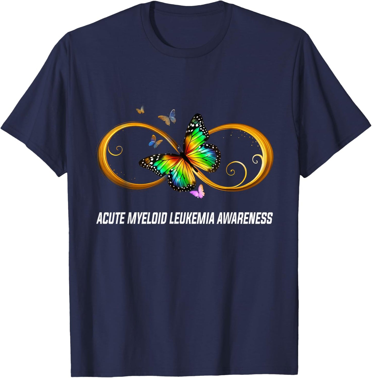 Infinity Butterfly Acute Myeloid Leukemia Awareness T-Shirt - T-Shirt | Navy