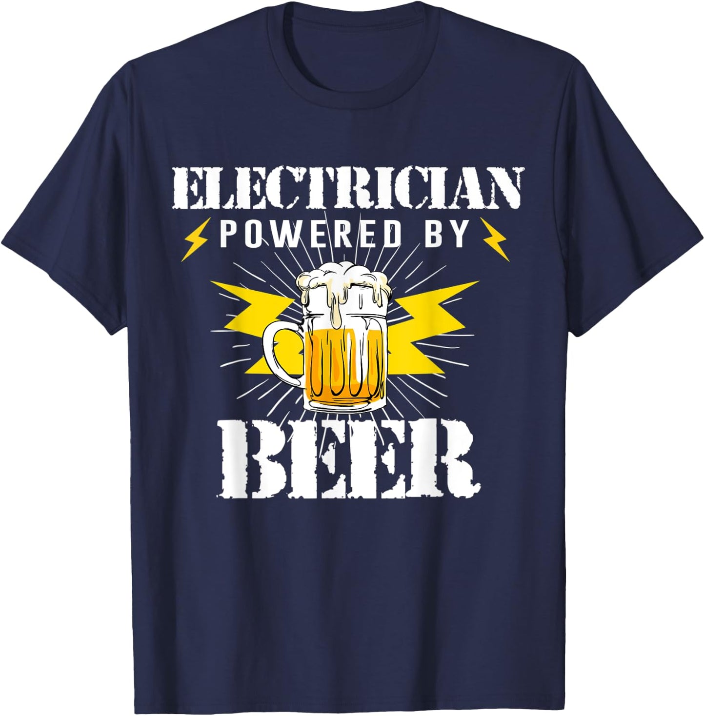 Funny Electrician Powered By Beer Drink Joke Women T-Shirt - T-Shirt | Navy