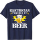Funny Electrician Powered By Beer Drink Joke Women T-Shirt - T-Shirt | Navy