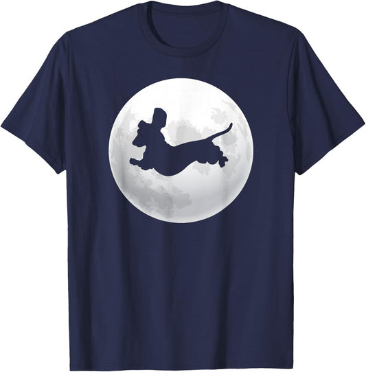 Dachshund Dachshund Silhouette Dog Retro Moon T-Shirt - T-Shirt | Navy