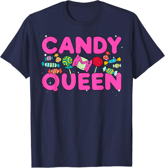 Funny Candy Queen Design Girls Kids Lollipop Lover T-Shirt - T-Shirt | Navy
