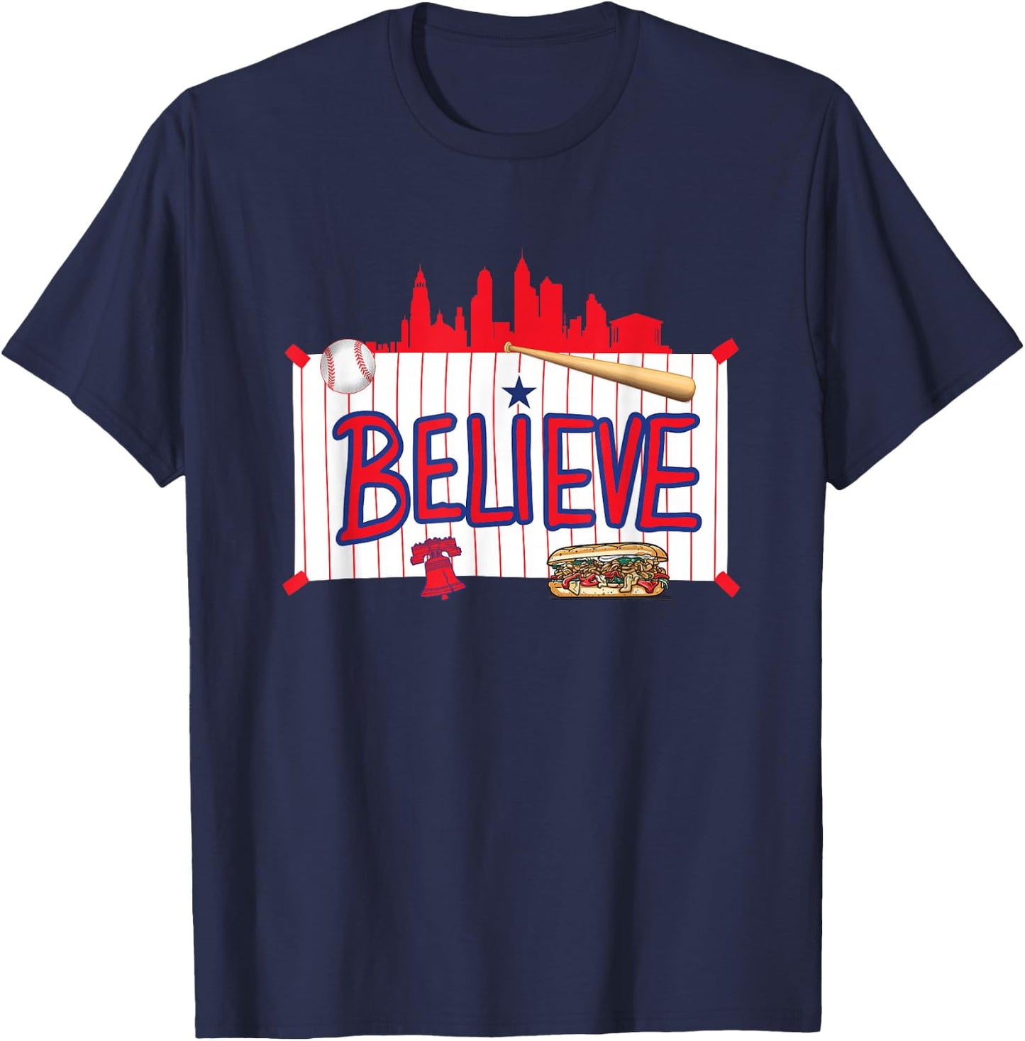 Philadelphia Baseball Believe Playoffs T-Shirt - T-Shirt | Navy