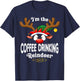 Christmas PJS Coffee drinking XMas Reindeer Matching T-Shirt - T-Shirt | Navy