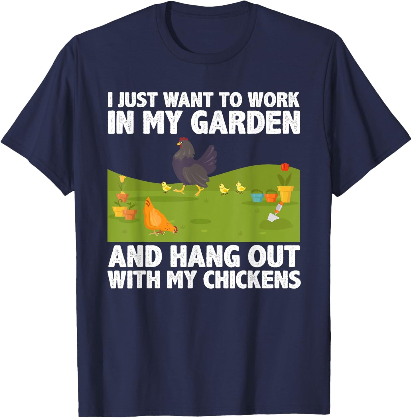 Cute Chicken Women Gardening Farming Garden Farm Hen T-Shirt - T-Shirt | Navy