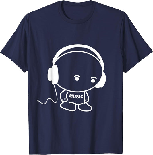 Musicman with headset stick figure design T-Shirt - T-Shirt | Navy