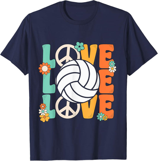 Volleyball Love For Teen Girls Women Cute Volleyball Lovers T-Shirt - T-Shirt | Navy