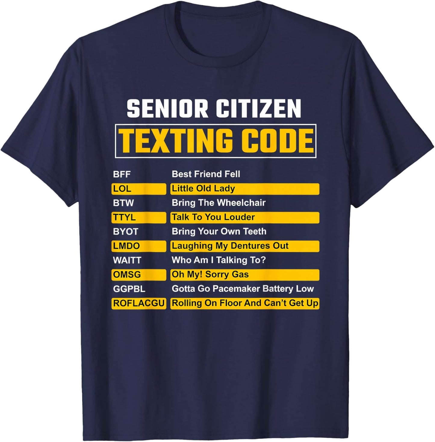 Funny Senior Citizen Texting Code Cool Grandpa Grandma T-Shirt - T-Shirt | Navy