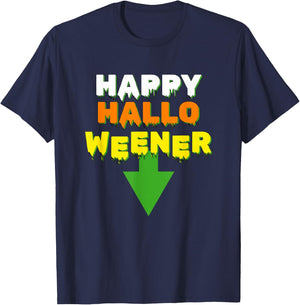 Happy Hallo Weener – Spooky Season Dachshund Weiner Dog Men Women T-Shirt - T-Shirt | Navy
