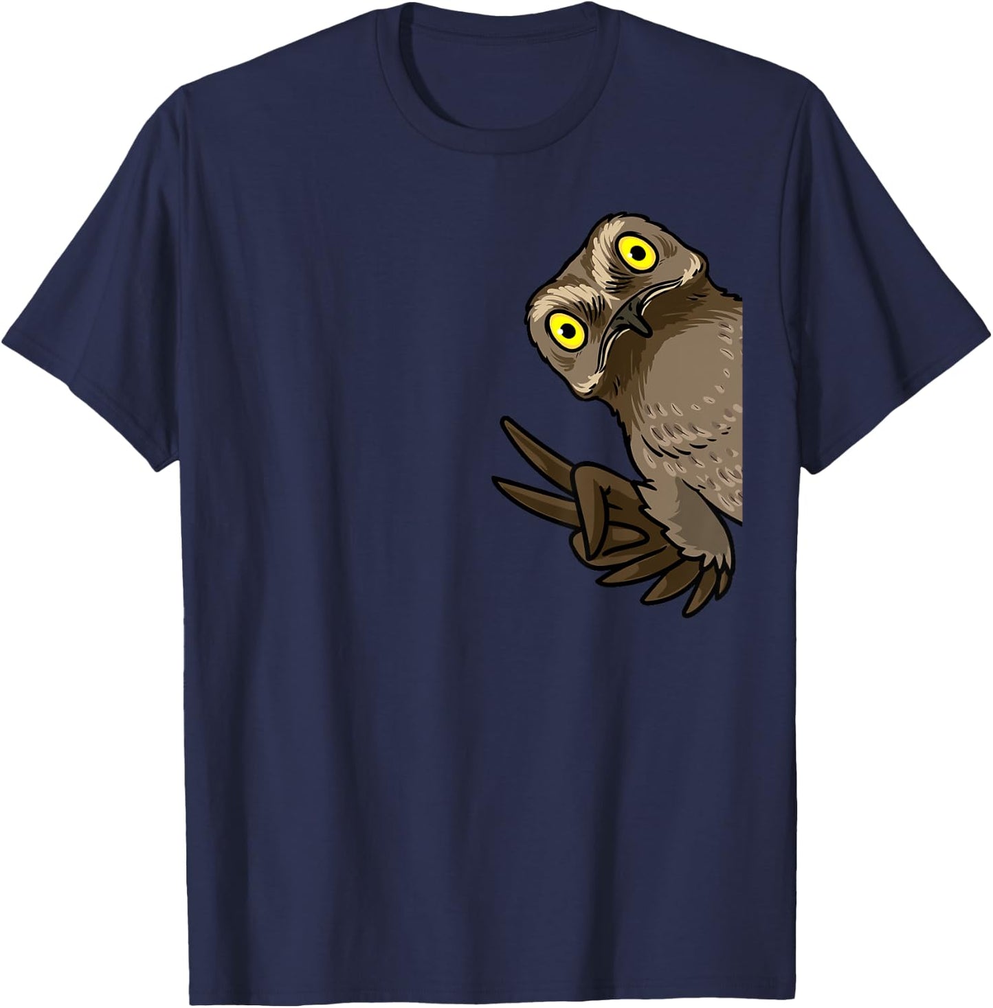 Luvevepotootha Potoo Bird From Side Birder Birding - -Adults/Kids - Black - Small - Short Sleeve - Modern Animal Print - Cartoon Potoo Graphic T-Shirt - T-Shirt | Navy