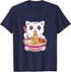 Kawaii Cat Ramen T-Shirt - T-Shirt | Navy