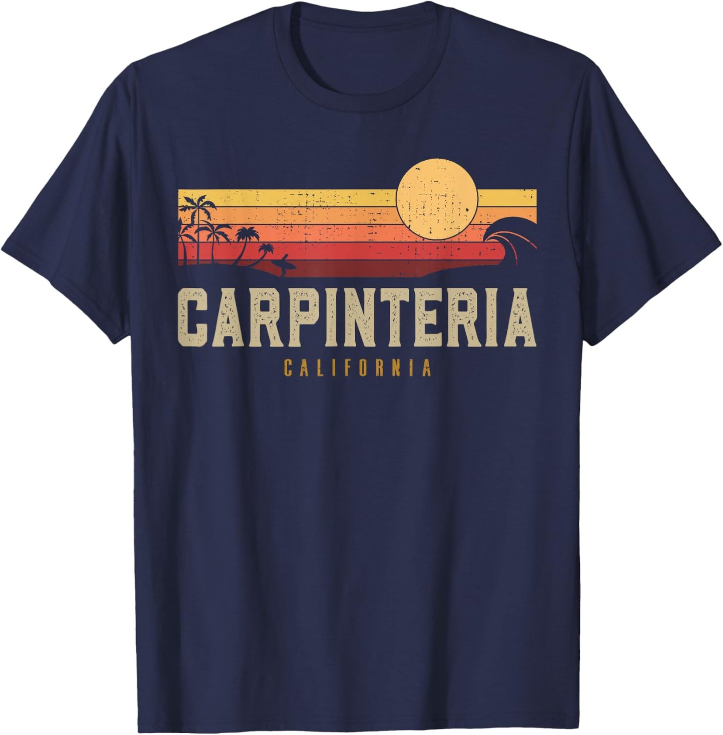 Vintage Carpinteria Beach California CA Retro Surfer Men Women T-Shirt - T-Shirt | Navy