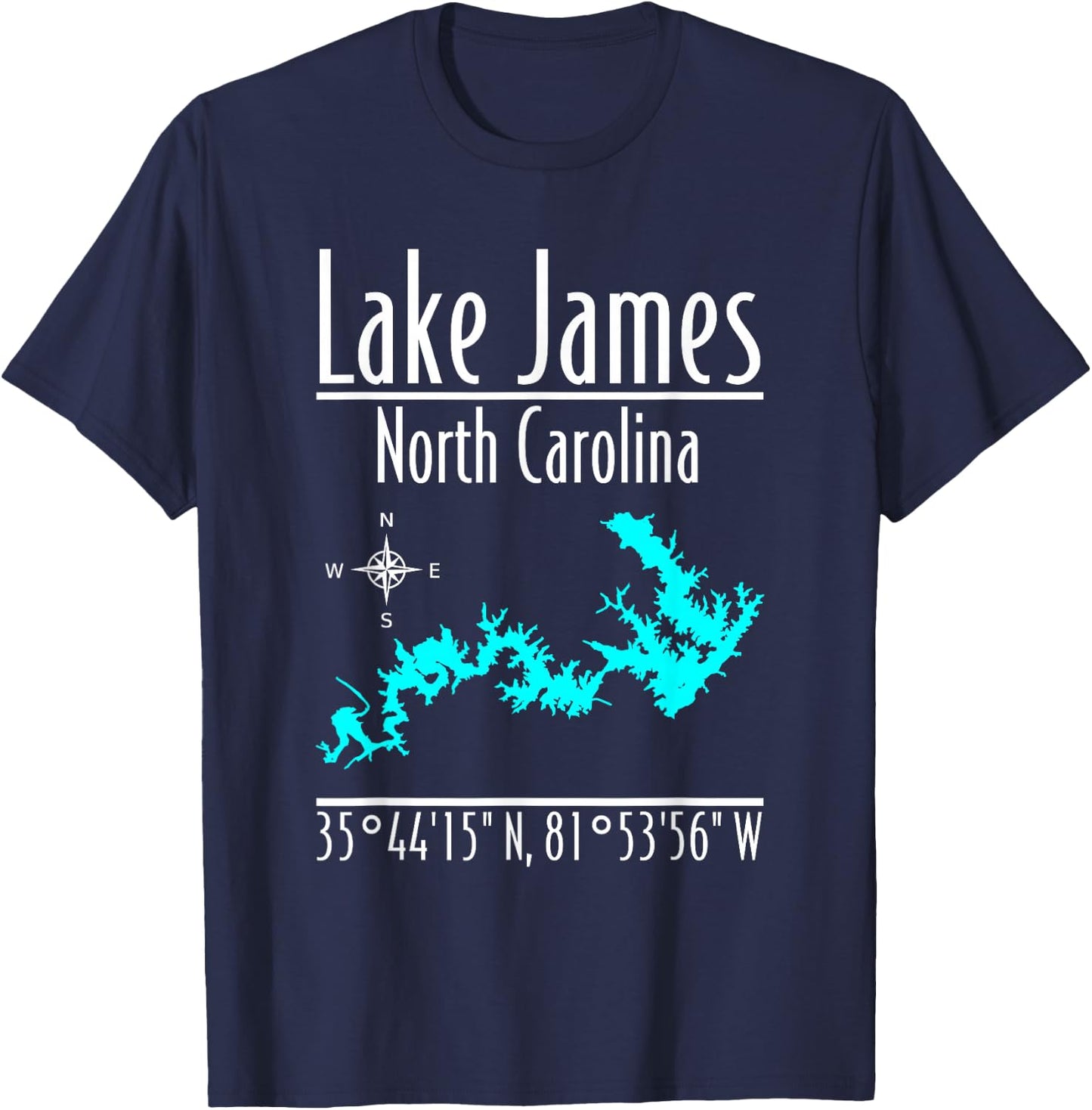 Modern Lake James, North Carolina T-Shirt - T-Shirt | Navy