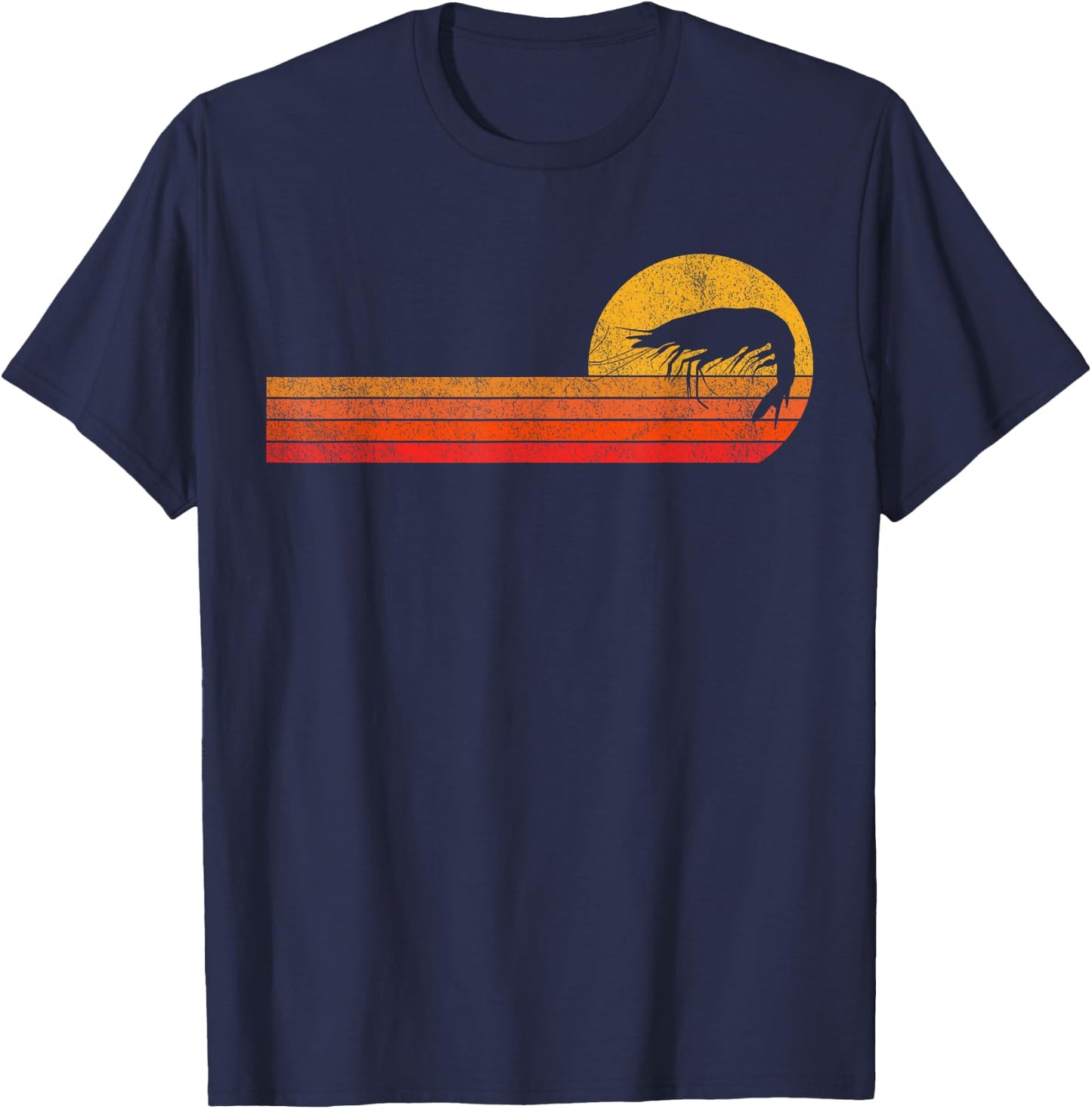 Vintage Shrimp Lover Funny Shrimp Retro T-Shirt - T-Shirt | Navy