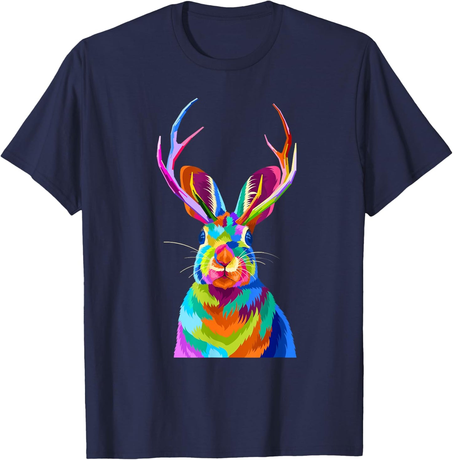 Retro Vintage Jackalope Fun Cute Rabbit Animal Lover Graphic T-Shirt - T-Shirt | Navy
