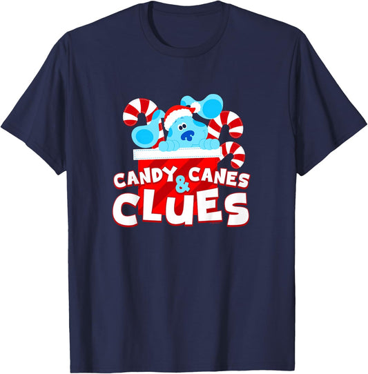Kids Blue's Clues and You Candy Canes and Christmas Clues T-Shirt - T-Shirt | Navy