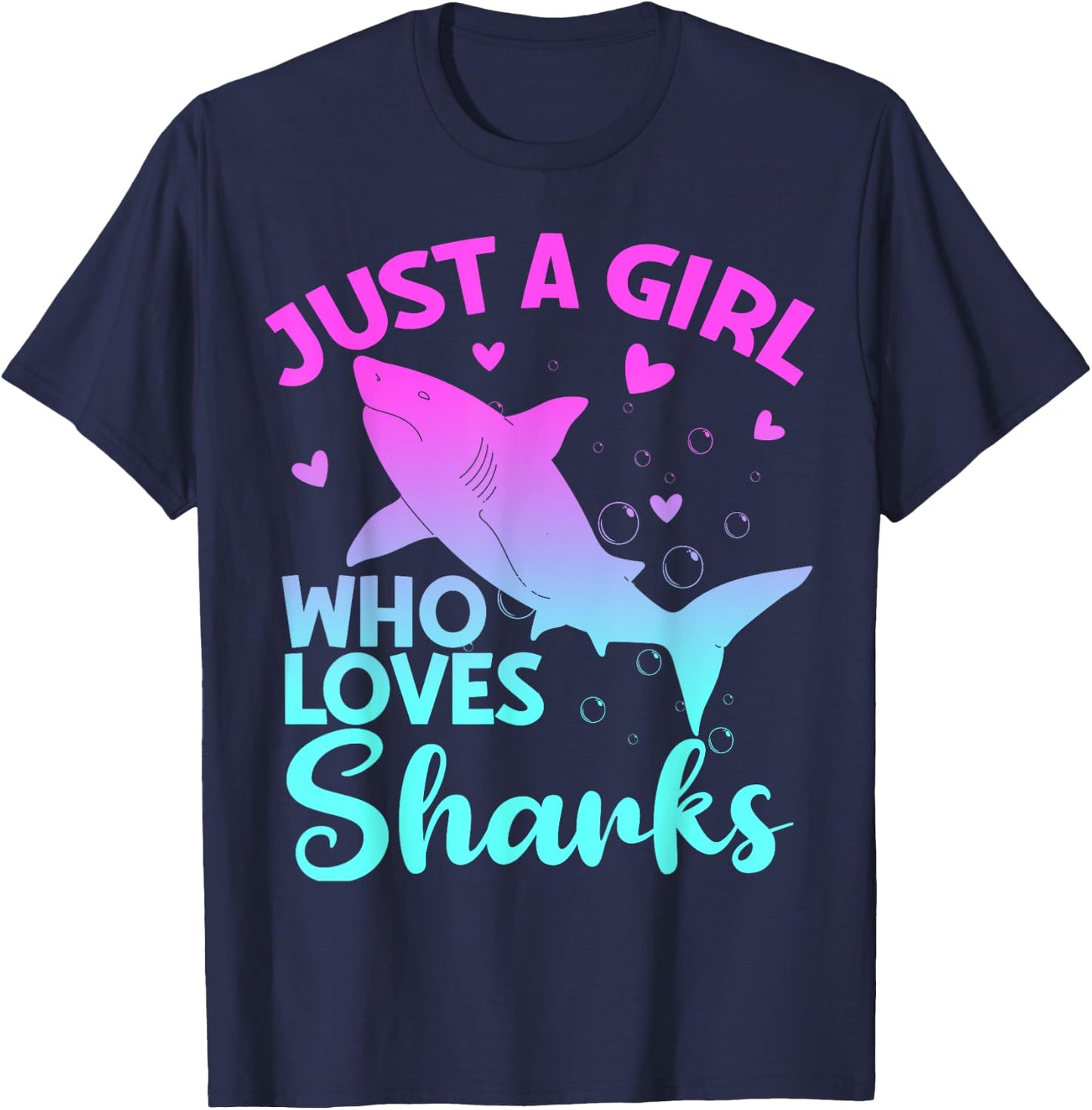 Just a Girl Who Loves Sharks Cute Shark Girl Lover Ocean T-Shirt - T-Shirt | Navy