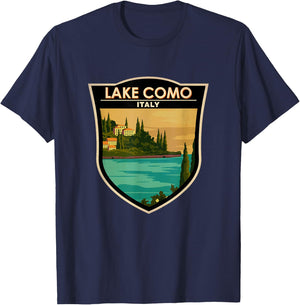 Lake Como Vacation Italy Vintage T-Shirt - T-Shirt | Navy