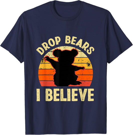 Australian Wild Koala Belief in Drop Bears T-Shirt - T-Shirt | Navy