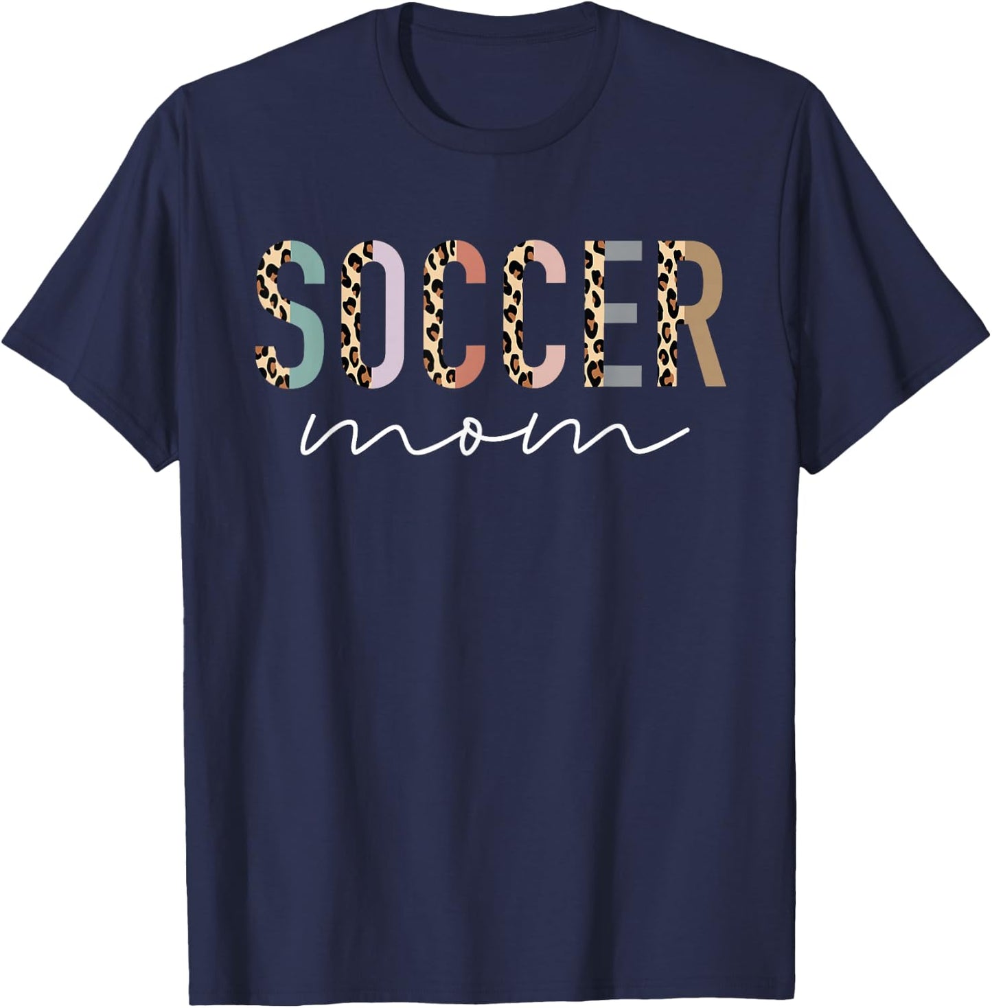 Soccer Mom Gifts Leopard Print Soccer Mama Mother's Day T-Shirt - T-Shirt | Navy