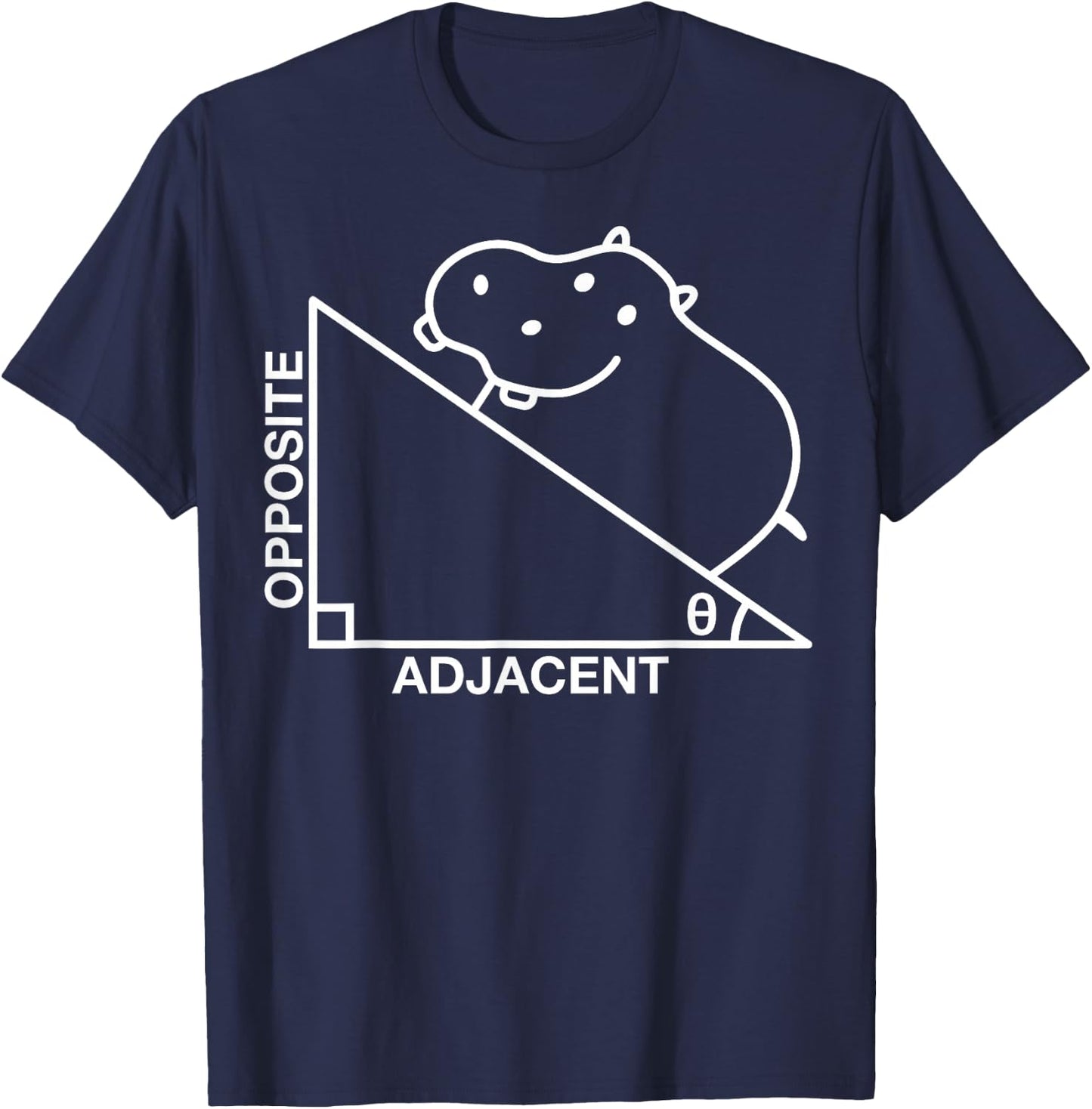 Nerdy Funny Hippotenuse Hypotenuse Hippopotamus Math Teacher T-Shirt - T-Shirt | Navy