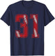 Number #31 Distressed Baseball Jersey Number T-Shirt - T-Shirt | Navy