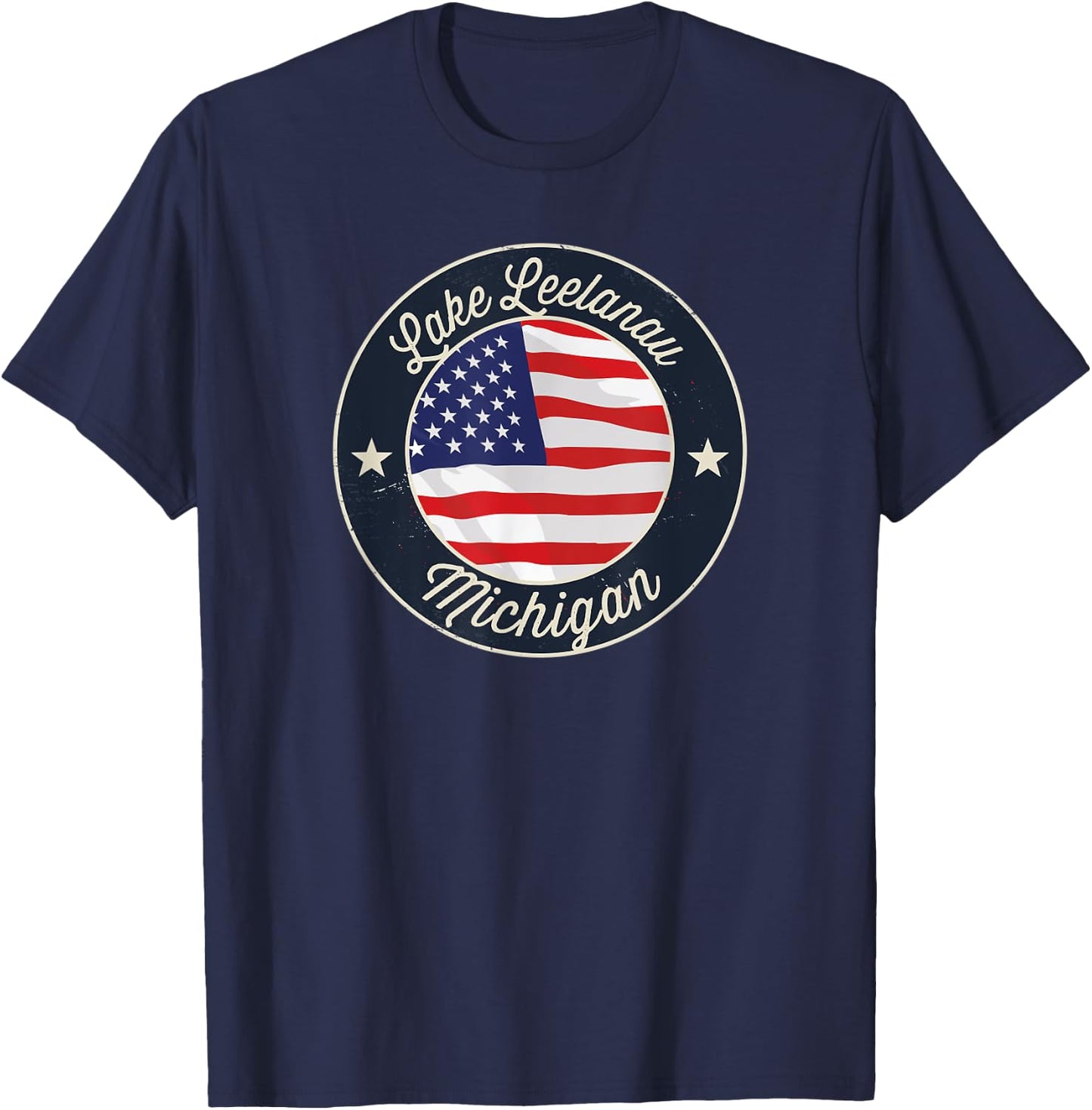 Lake Leelanau - Patriotic Michigan Souvenir Kids Men T-Shirt - T-Shirt | Navy