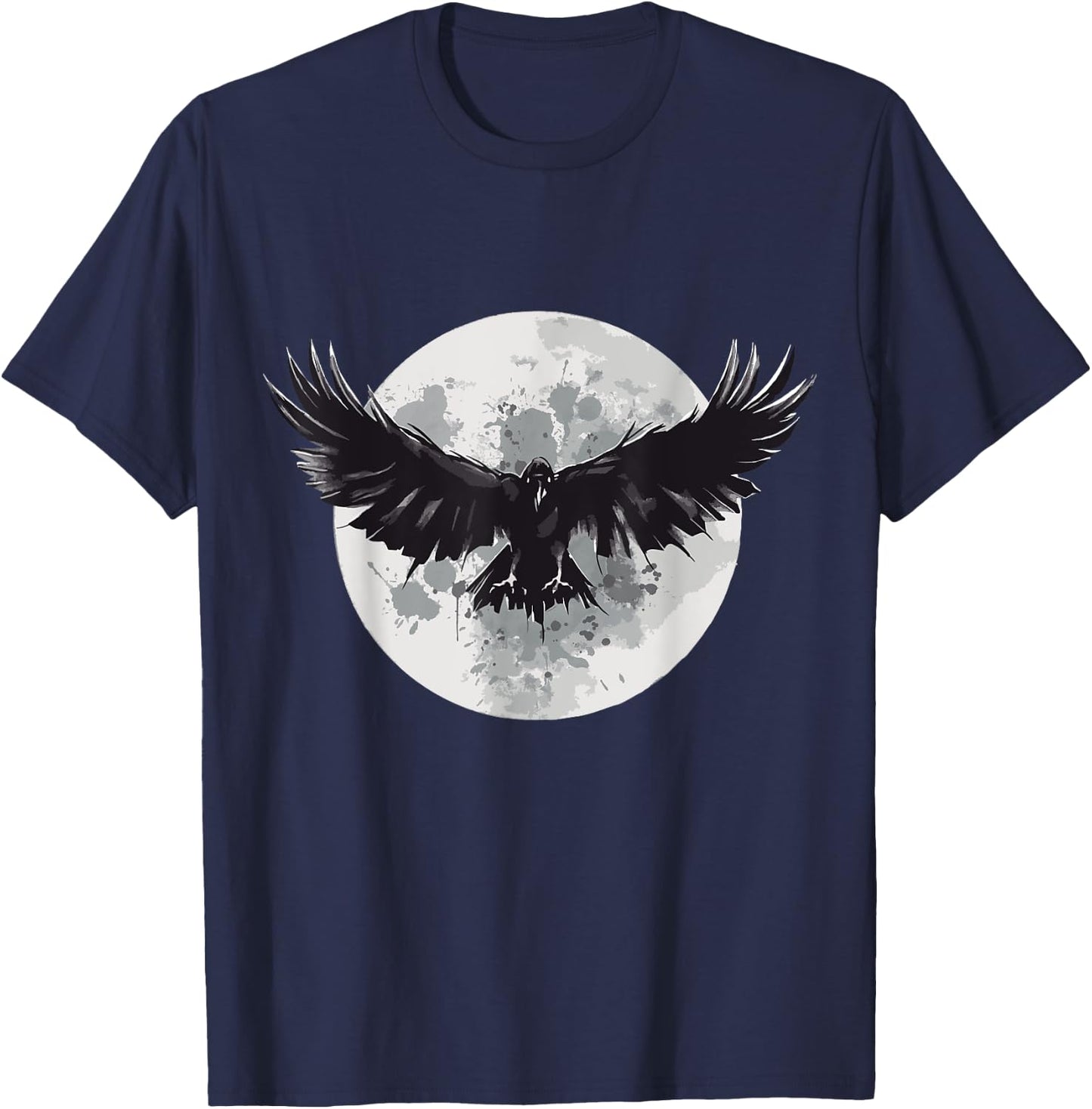 Raven animal print animal lovers crow design animals moon T-Shirt - T-Shirt | Navy