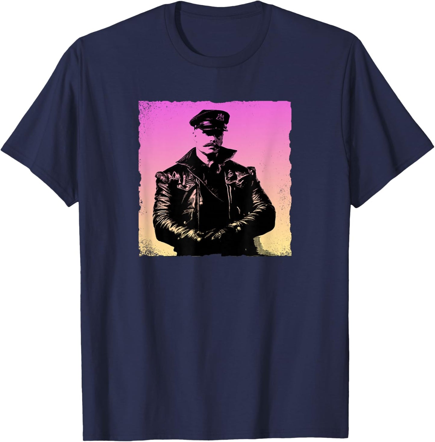Retro Gay Daddy Leather Gay Biker - Bear Bearded Gay Pride T-Shirt - T-Shirt | Navy