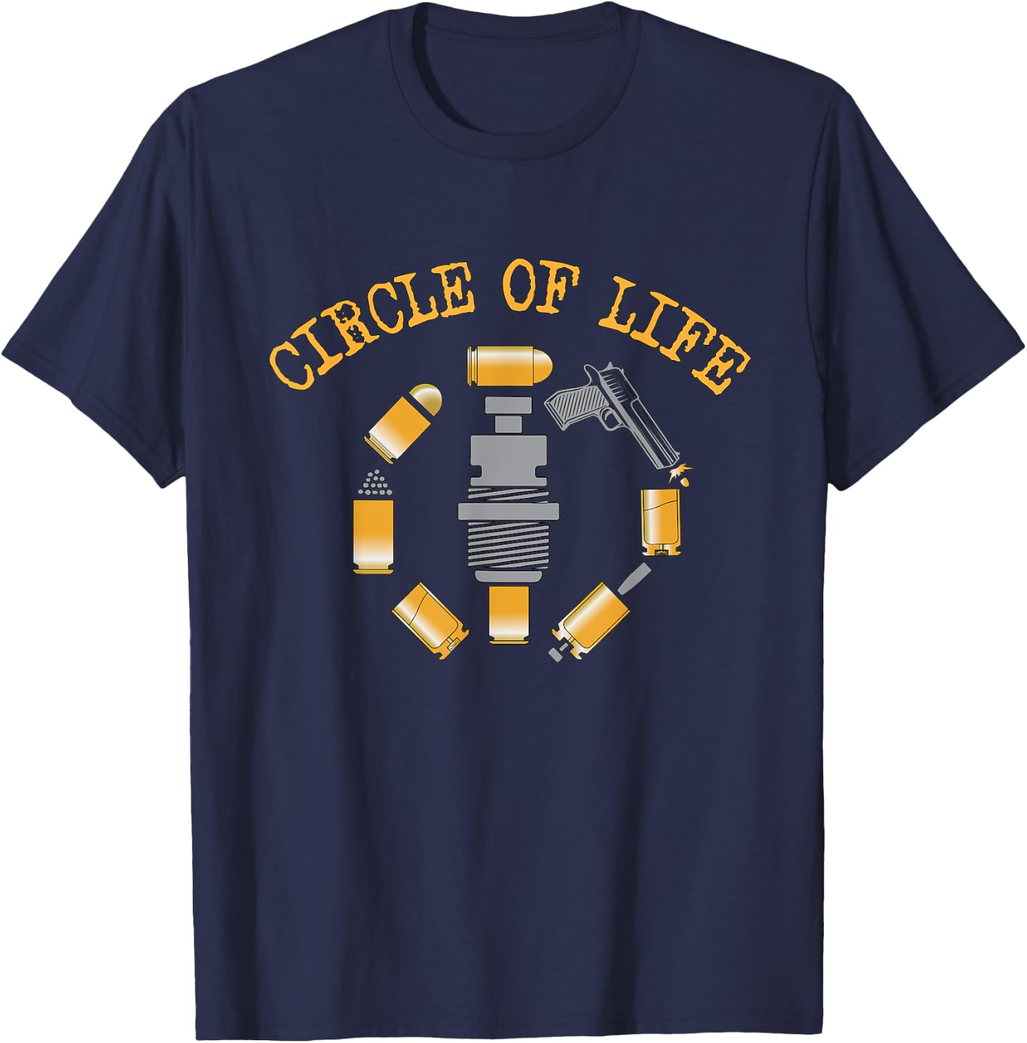 Ammo Reloader Process Circle of Life - Reloading T-Shirt - T-Shirt | Navy
