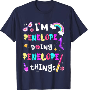 Kids I'm Penelope Doing Penelope Things Girls Personalized Name T-Shirt - T-Shirt | Navy