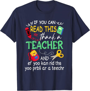 If You Can Read This Thank A Teacher And Ef Youu Kan Rid Women T-Shirt - T-Shirt | Navy