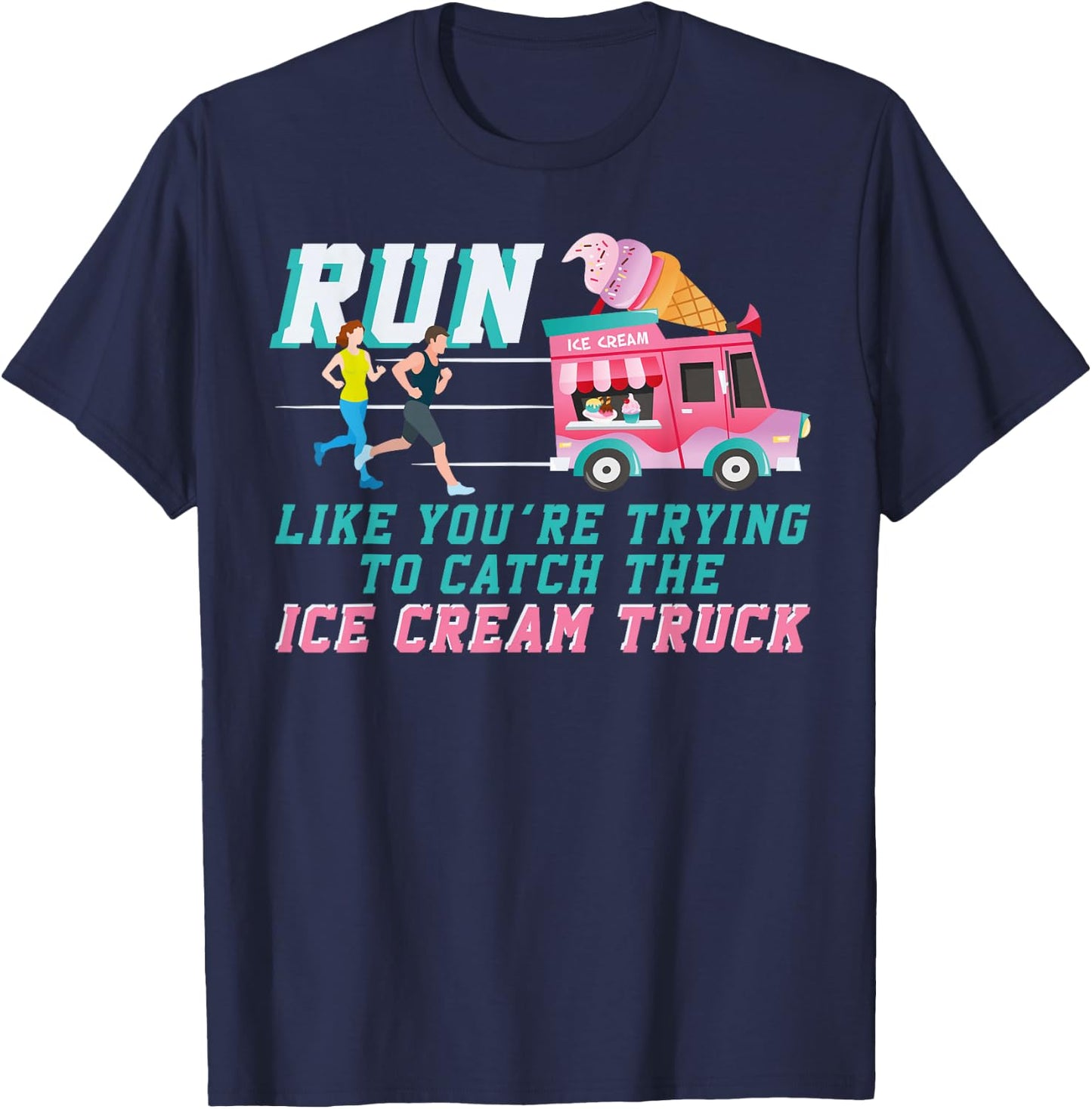 Running Runner Half Marathon Watching Spectator Iee Cream T-Shirt - T-Shirt | Navy