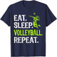 Eat Sleep Volleyball Repeat Volleyball Player Funny T-Shirt - T-Shirt | Navy